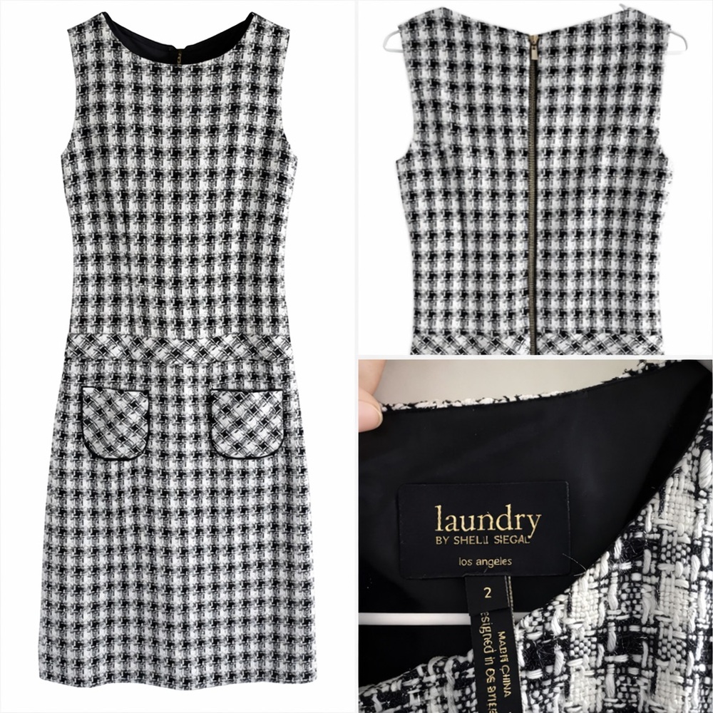 Laundry By Shelli Segal Monochrome Tweed Mini Dress
